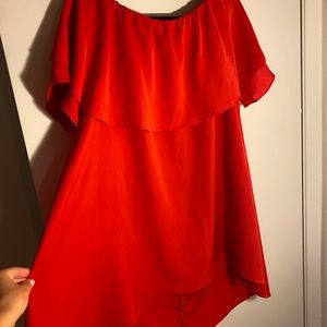Red off the shoulder dress